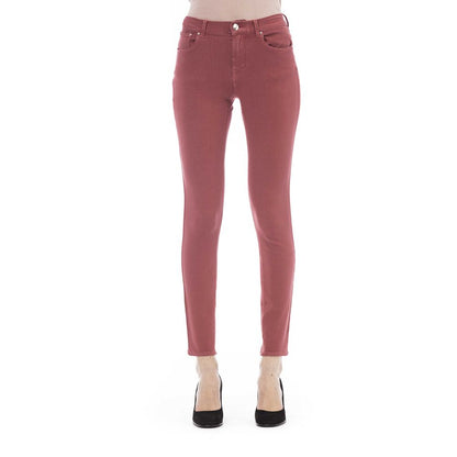 Burgundy Cotton Women Jeans