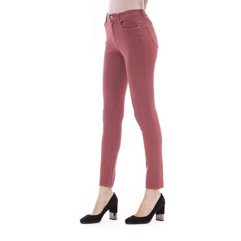 Burgundy Cotton Women Jeans