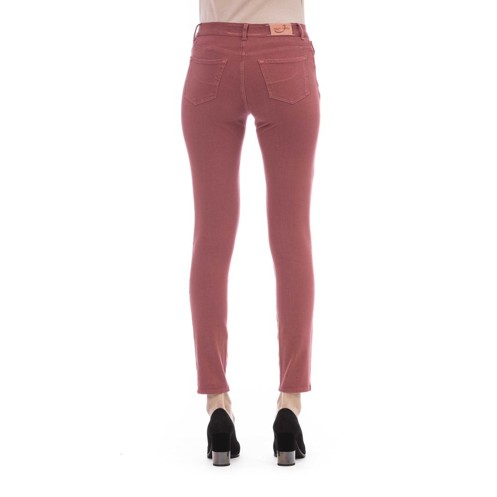 Burgundy Cotton Women Jeans