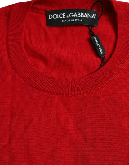 Radiant Red Wool Pullover Sweater