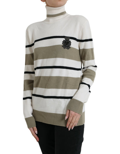 Italian Striped Wool Turtleneck Sweater