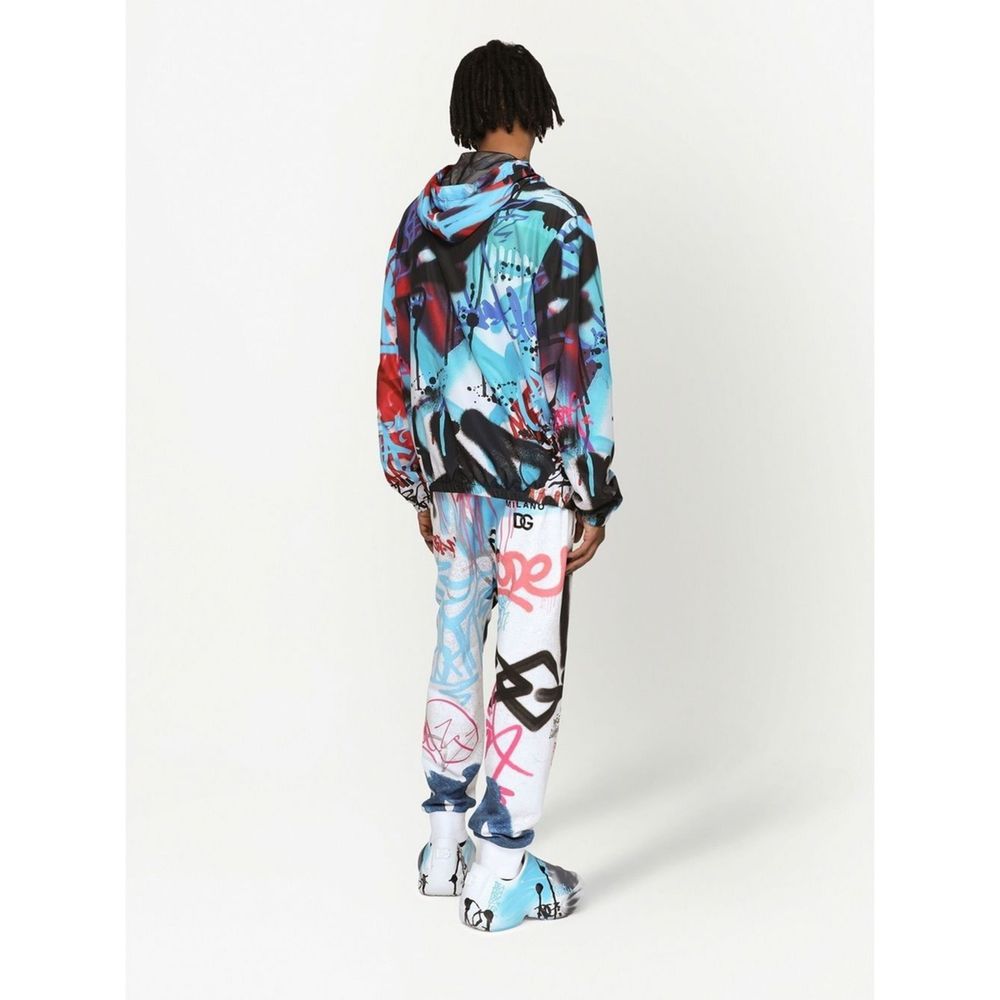 Graffiti-Inspired Nylon Hooded Jacket