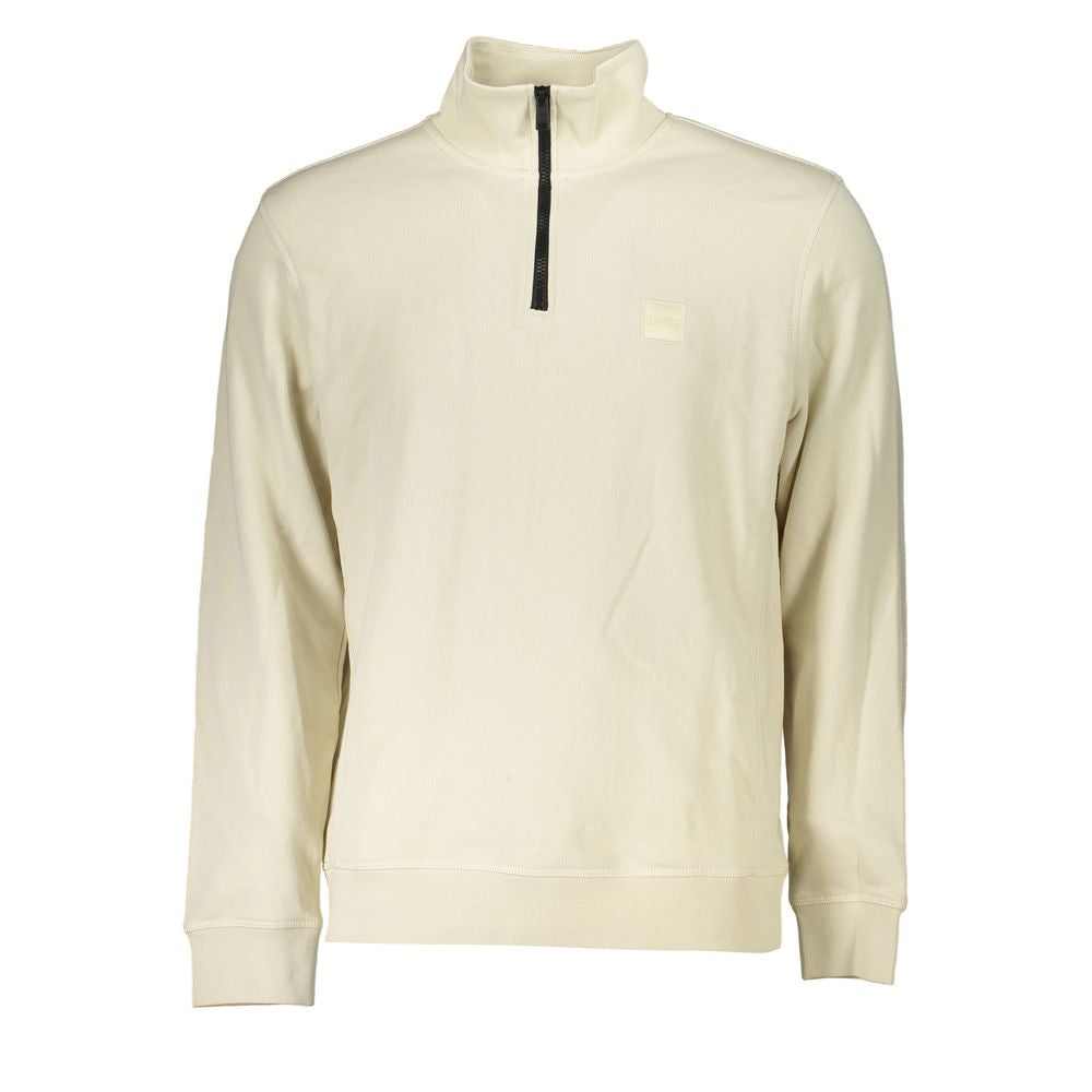 Beige Organic Cotton Half-Zip Sweater