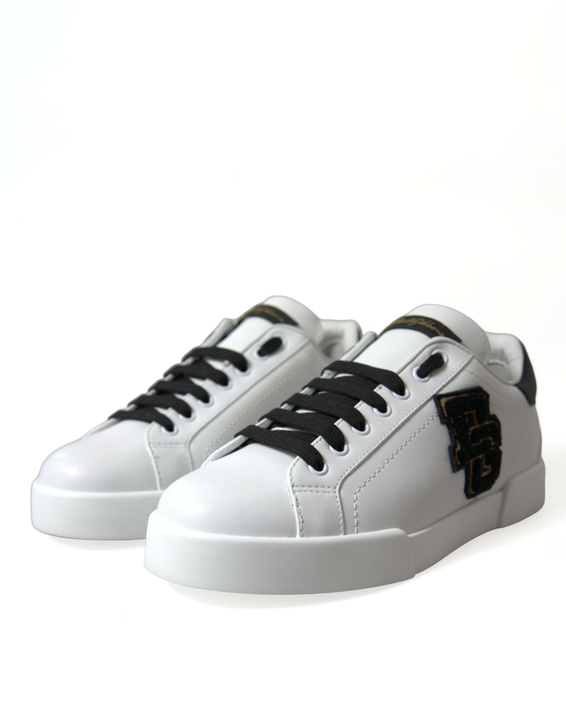 Black & White Leather Low Top Sneakers