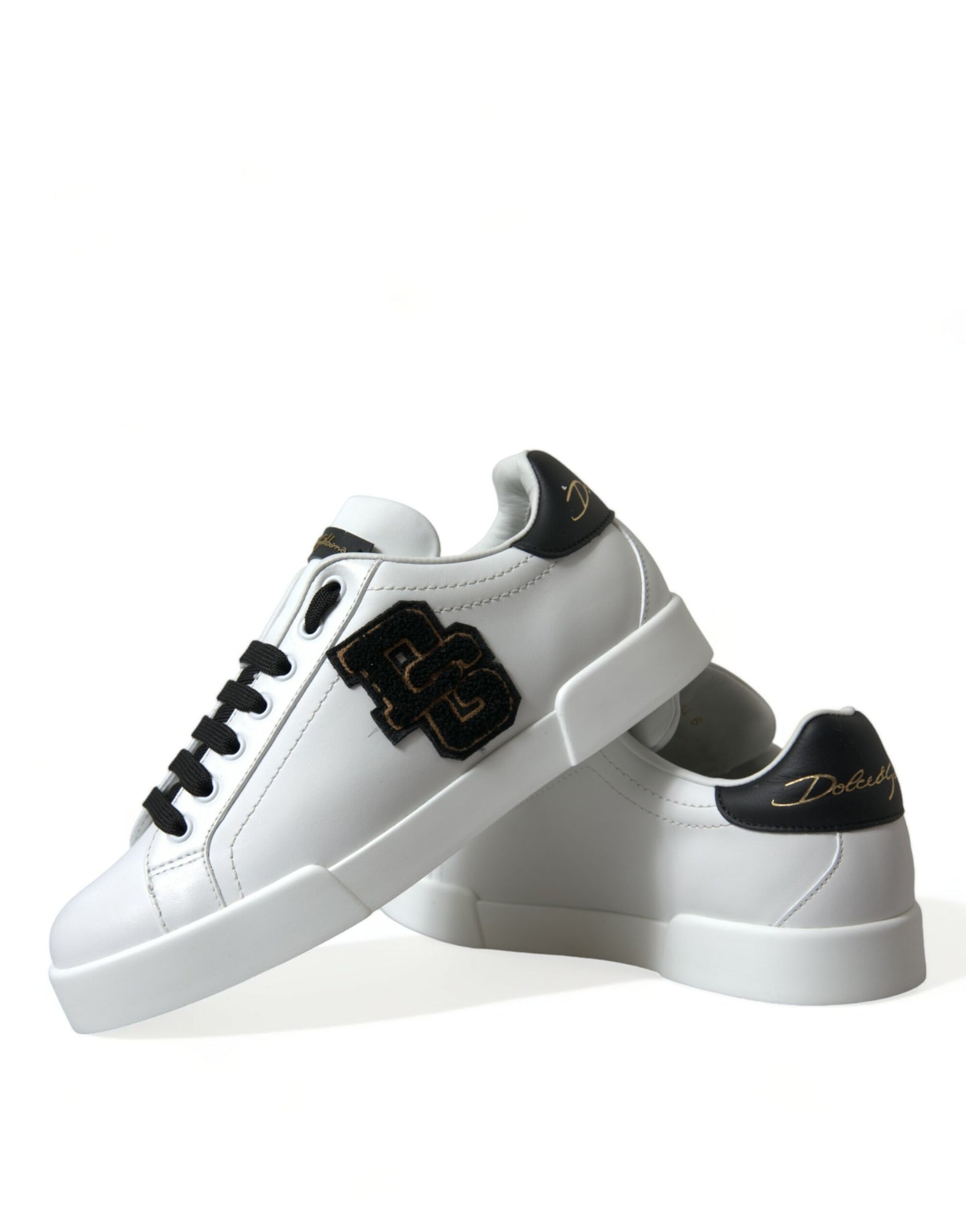 Black & White Leather Low Top Sneakers