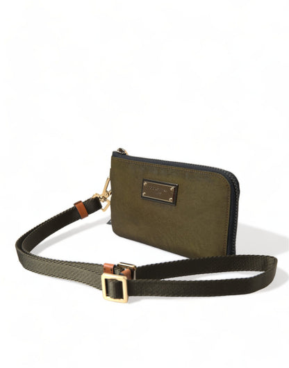 Elegant Dark Green Nylon-Leather Pouch