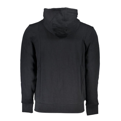 Black Cotton Men Hooded Sweatshirt