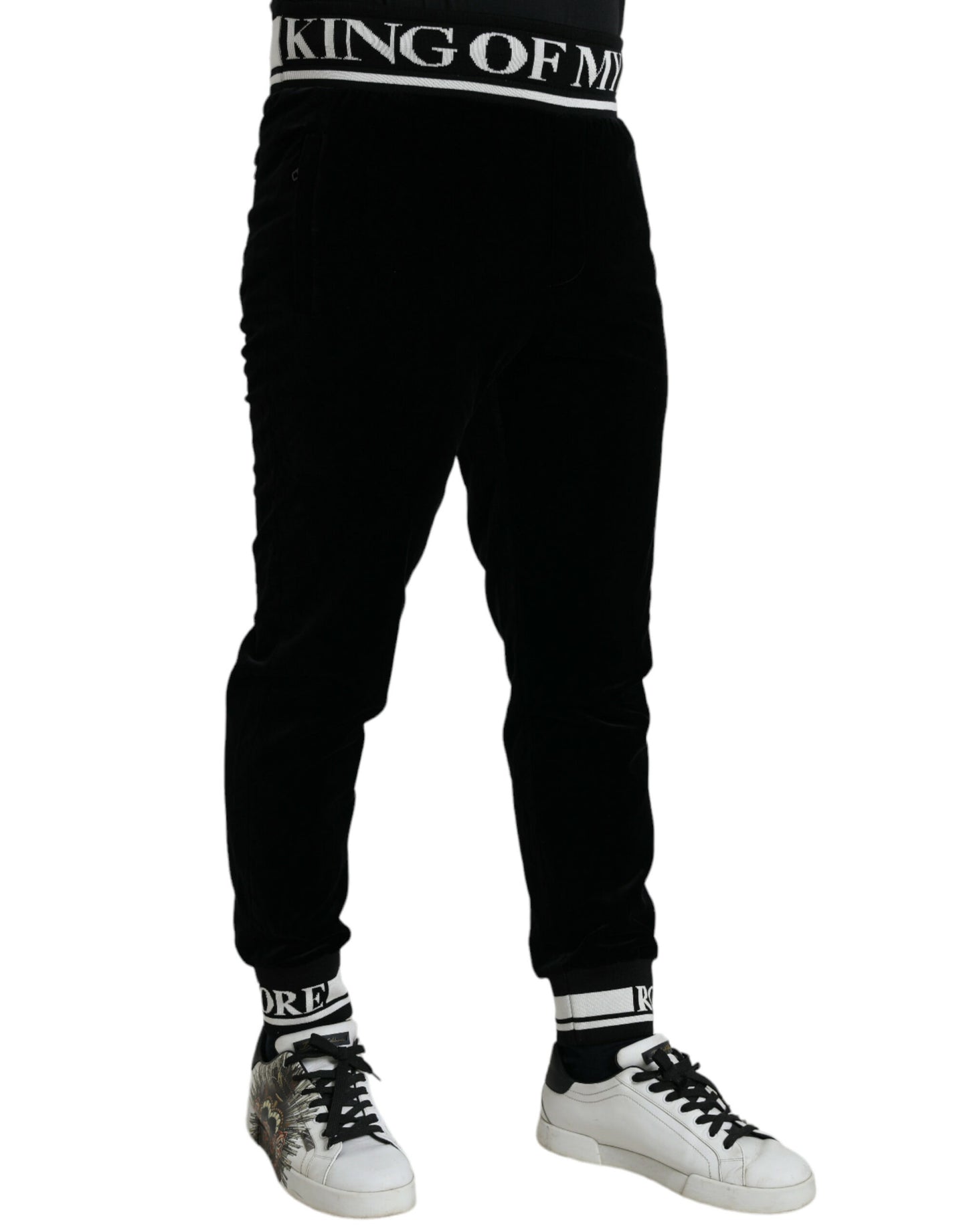 Sleek Black Velvet Joggers - Timeless Elegance