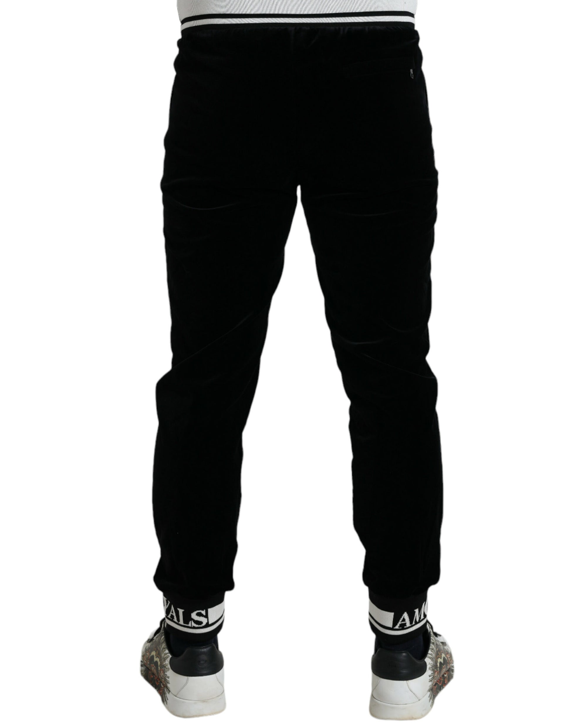 Sleek Black Velvet Joggers - Timeless Elegance