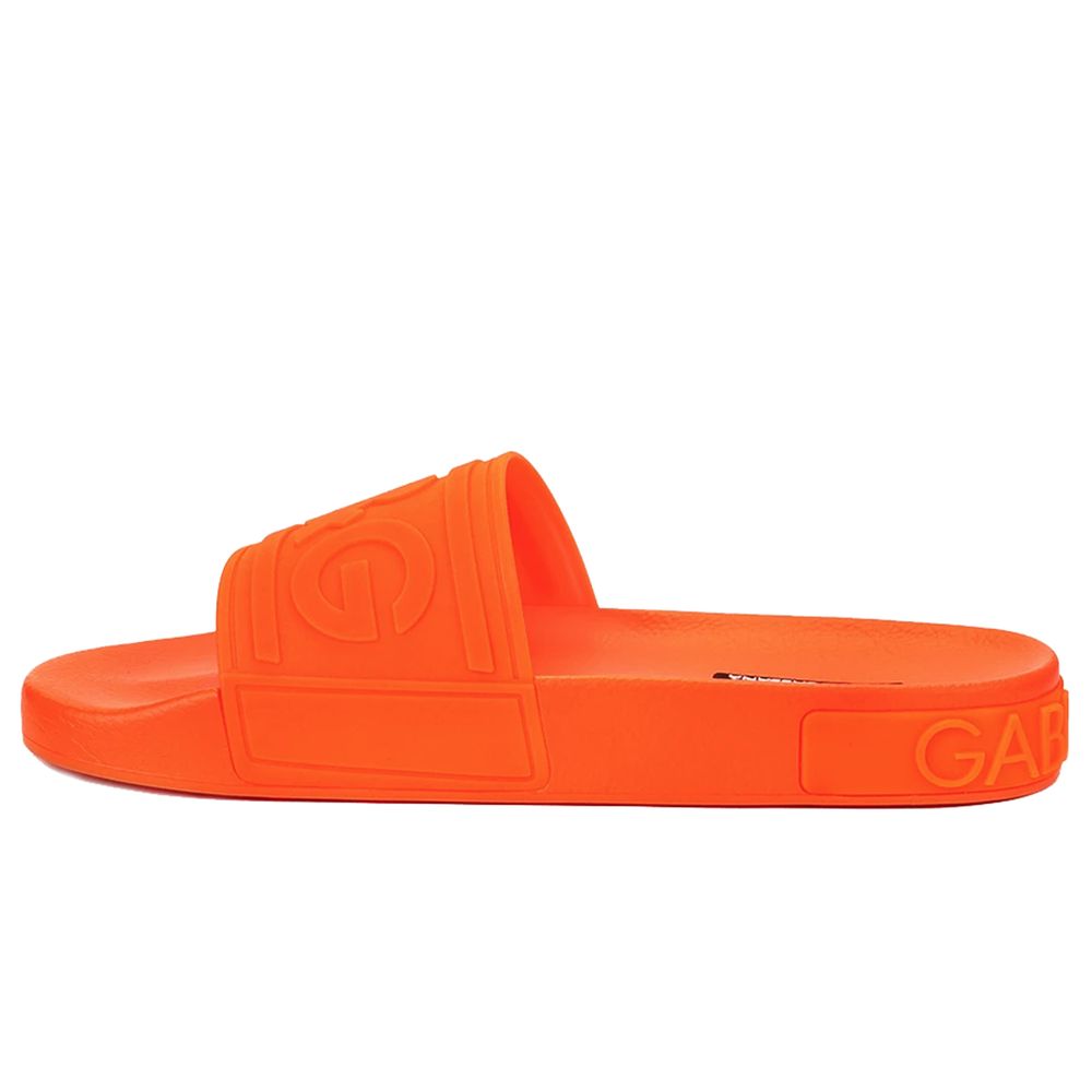 Chic Orange Logo Print Rubber Slippers