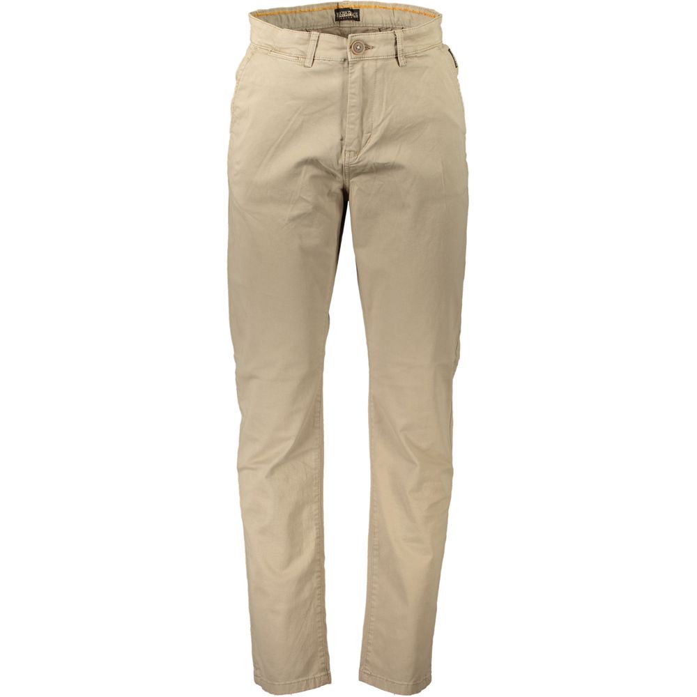 Chic Beige Cotton Trousers with Elegant Comfort