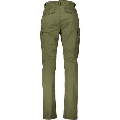 Elegant Green Cotton Stretch Trousers