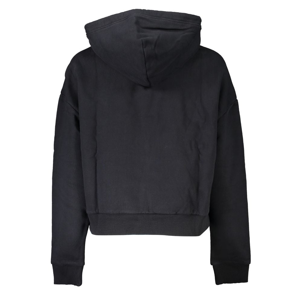 Chic Black Fleece Hooded Sweatshirt