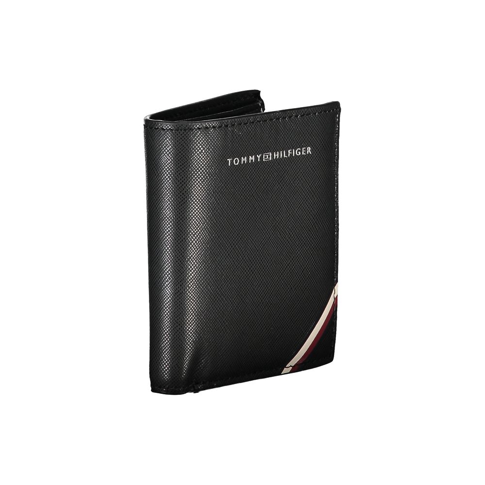 Sleek Black Leather Wallet with Contrasting Details