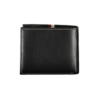 Elegant Black Leather Wallet with Contrast Stitching