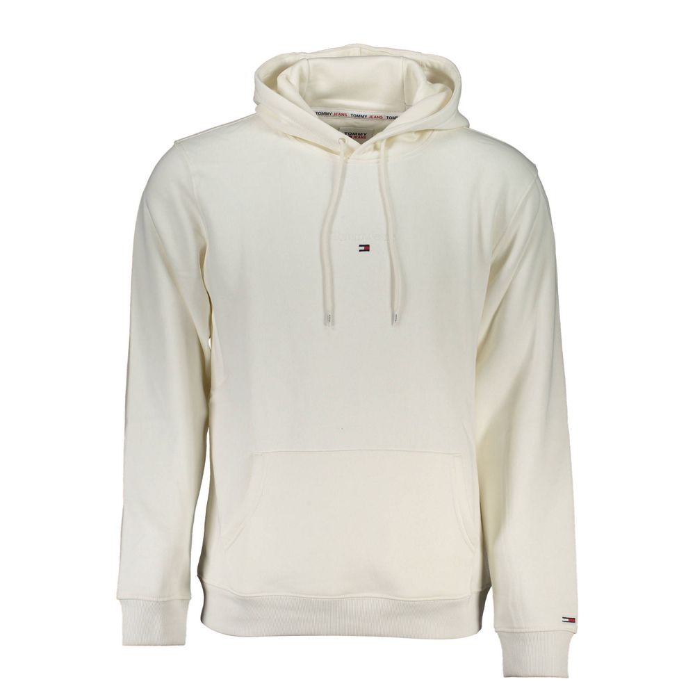 Chic White Hooded Fleece Sweatshirt