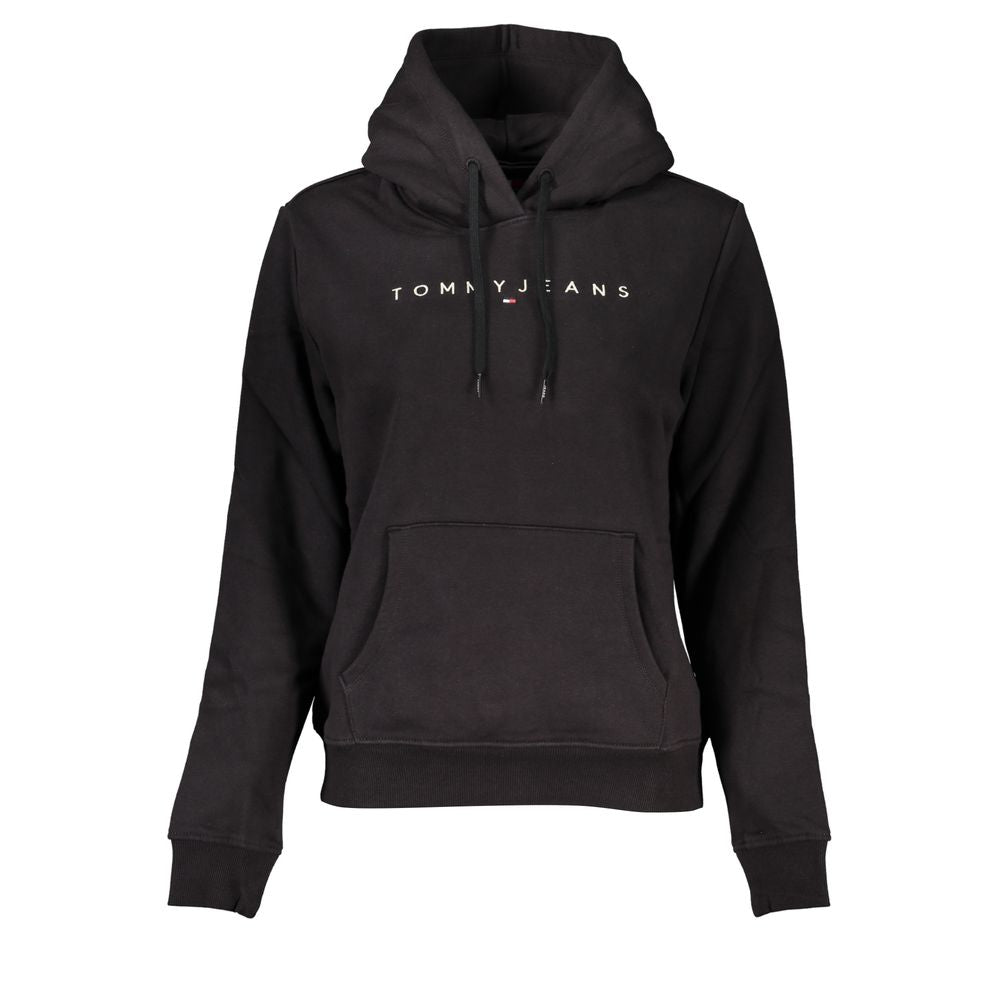 Chic Black Fleece Hoodie with Embroidered Logo