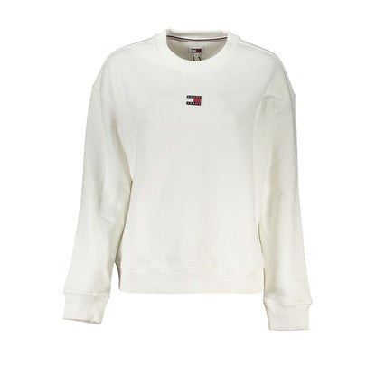 Elegant White Cotton Sweatshirt with Logo Embroidery