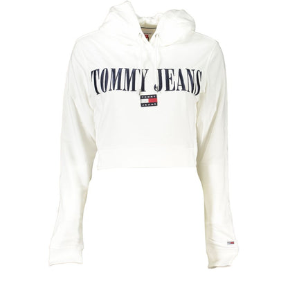 Chic White Hooded Sweatshirt with Logo Embroidery