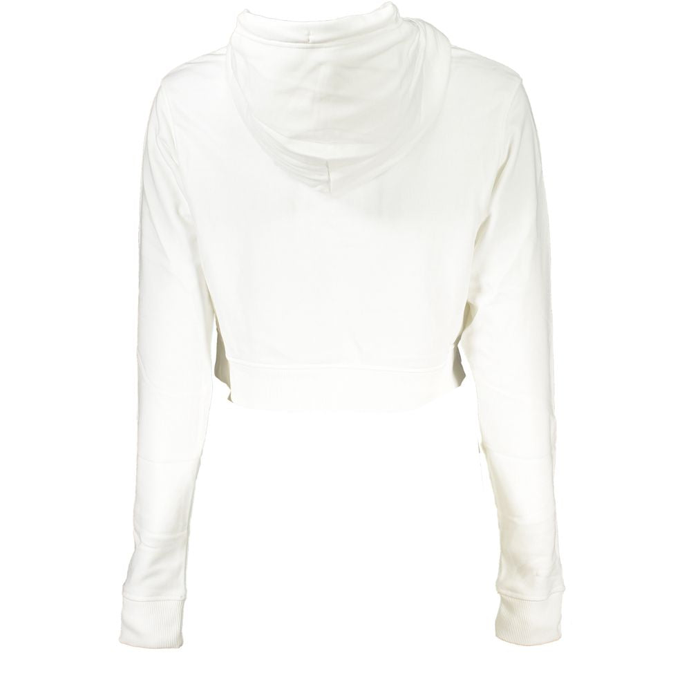 Chic White Hooded Sweatshirt with Logo Embroidery