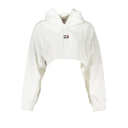 Chic White Hooded Sweatshirt with Logo Detail