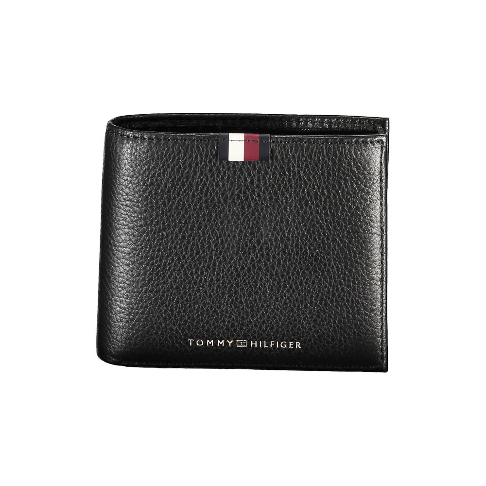 Elegant Black Leather Dual-Compartment Wallet