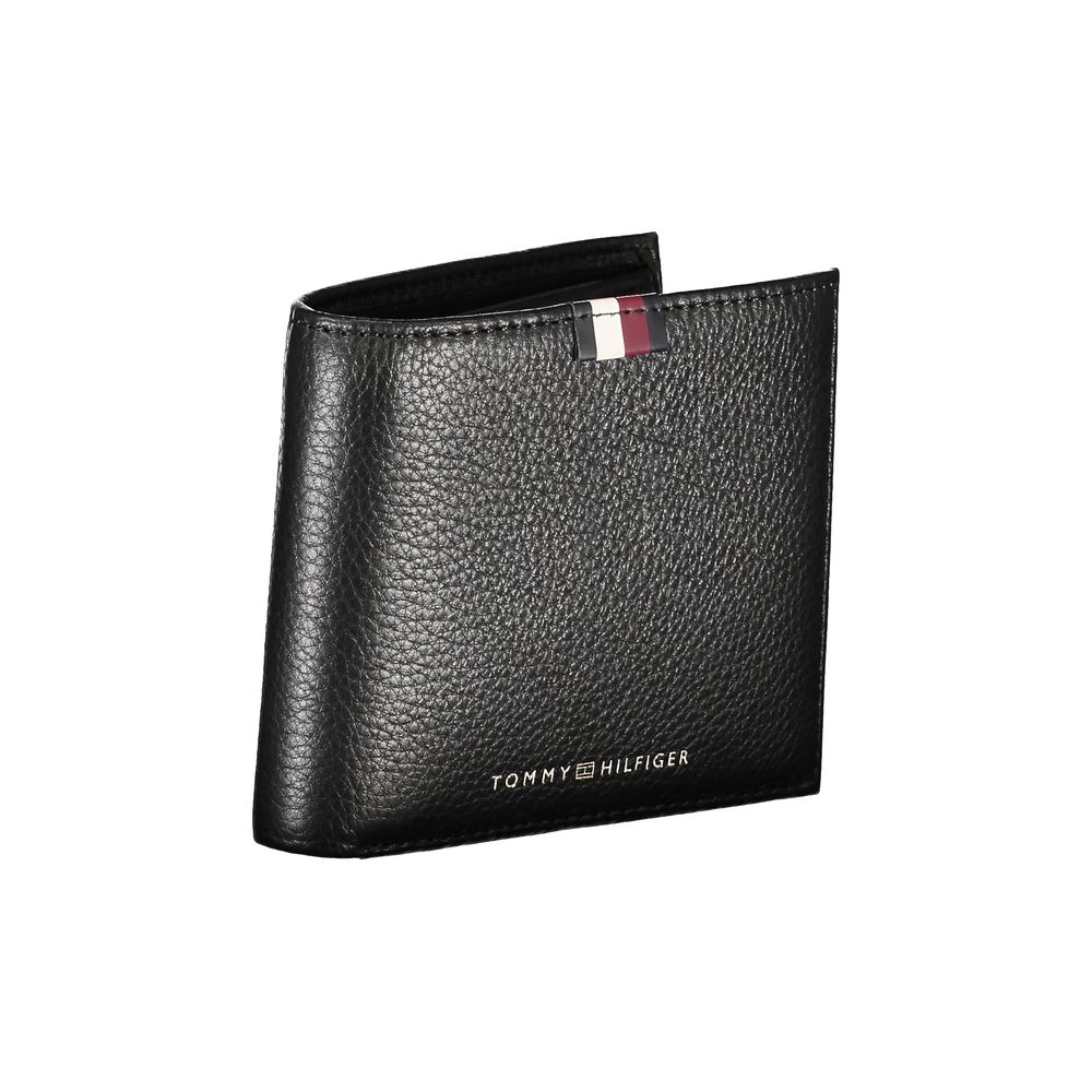 Elegant Black Leather Dual-Compartment Wallet