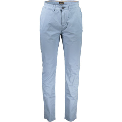 Elegant Light Blue Stretch Cotton Trousers