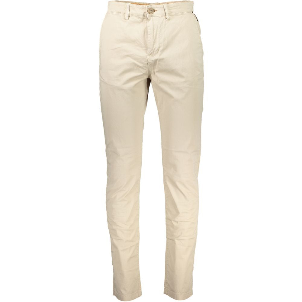 Elegant Beige Cotton-Blend Trousers