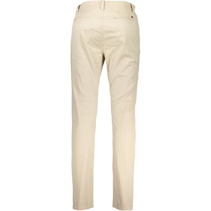 Elegant Beige Cotton-Blend Trousers