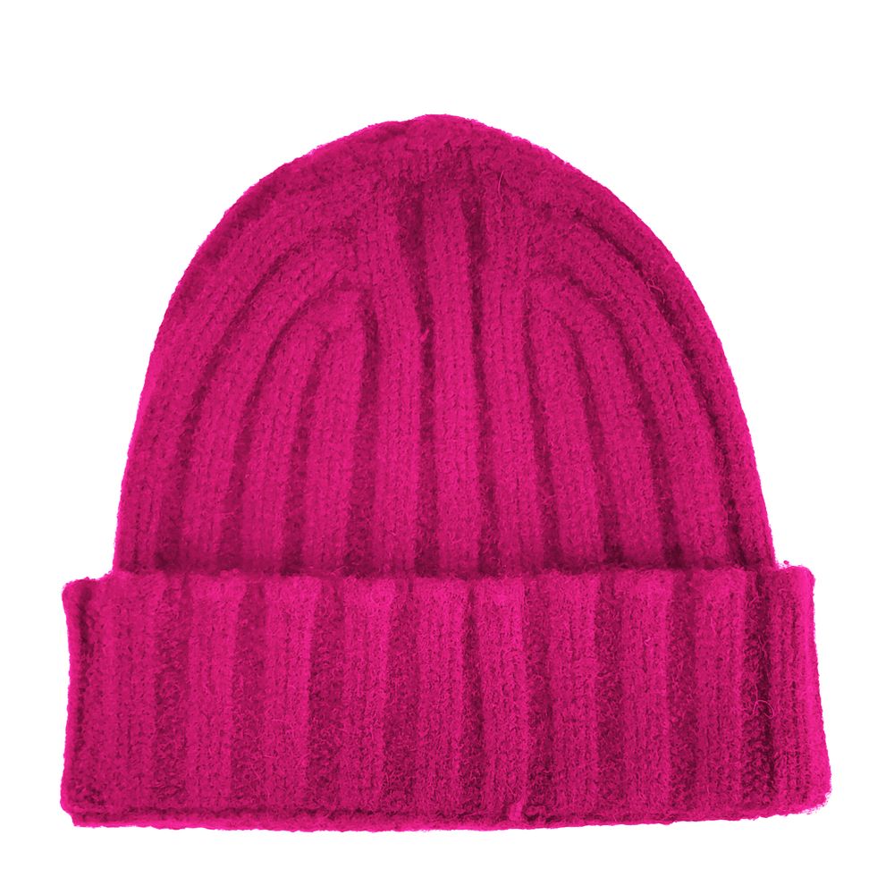 Fuchsia Ribbed Cashmere Beanie