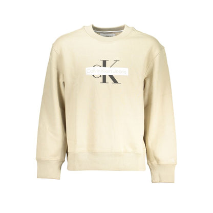 Beige Crew Neck Fleece Sweatshirt