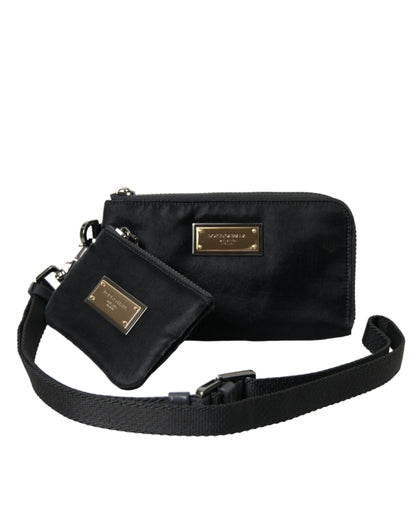 Elegant Black Multifunctional Leather Clutch