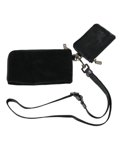 Elegant Black Multifunctional Leather Clutch