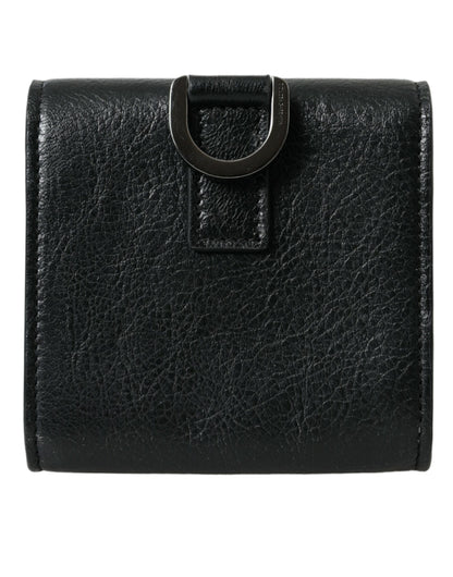 Sleek Lamb Leather Card Holder with Chain Strap