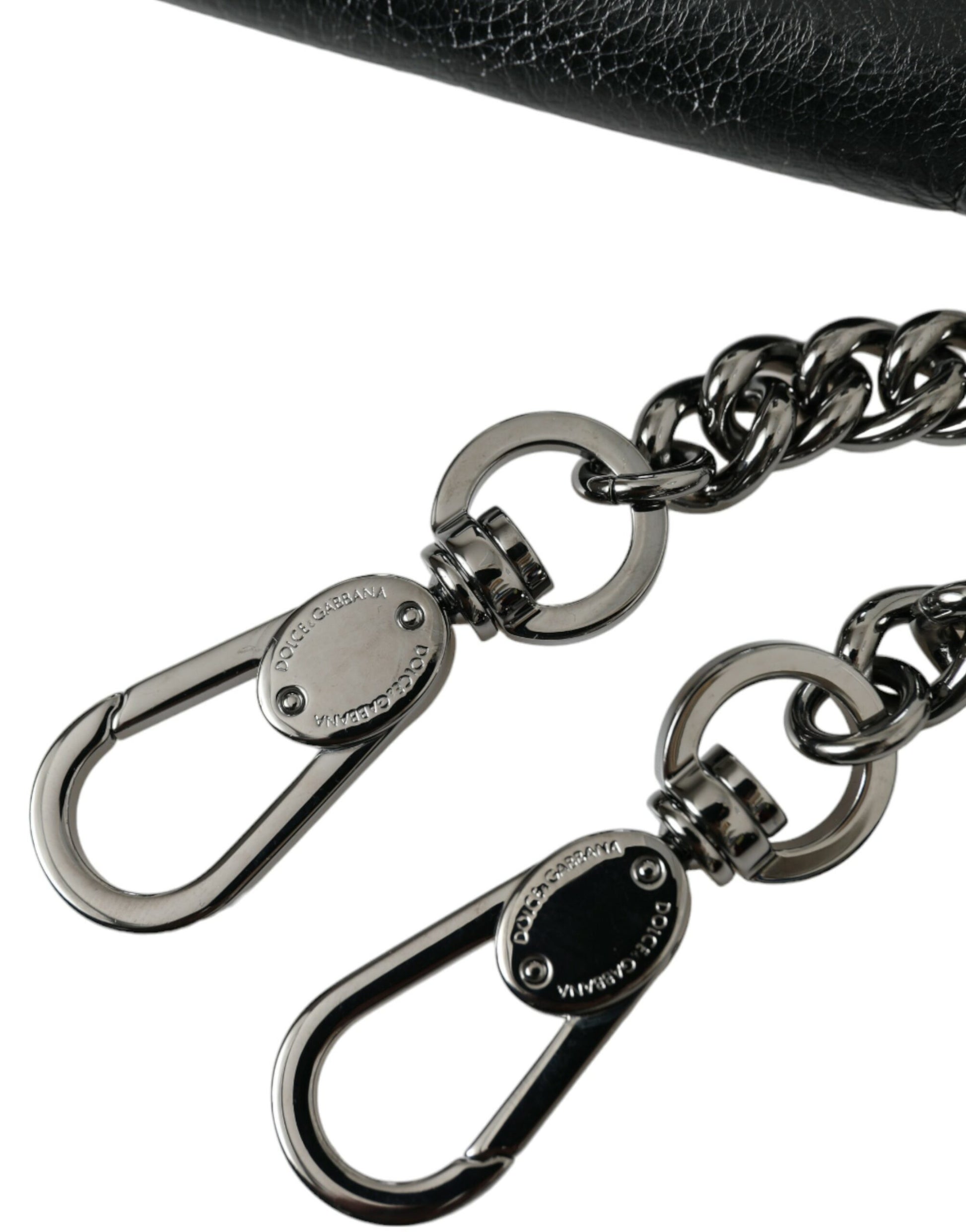 Sleek Lamb Leather Card Holder with Chain Strap