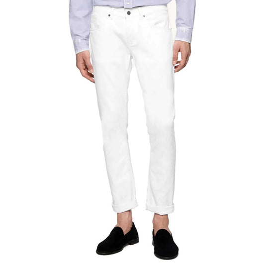 Elegant White Stretch Cotton Trousers