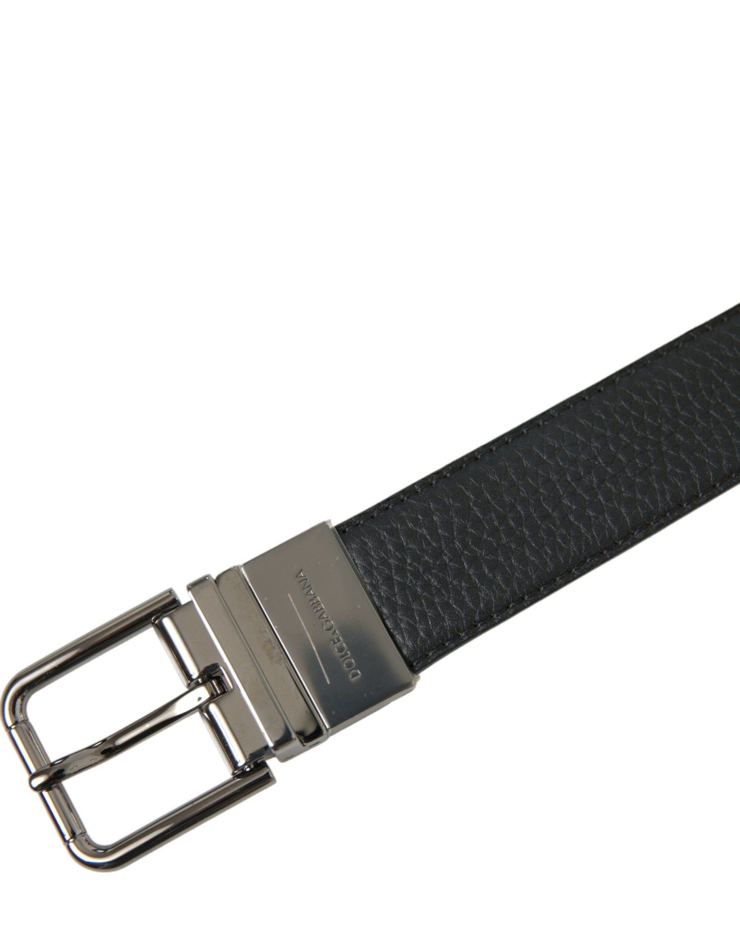 Elegant Black Leather Belt with Metal Buckle