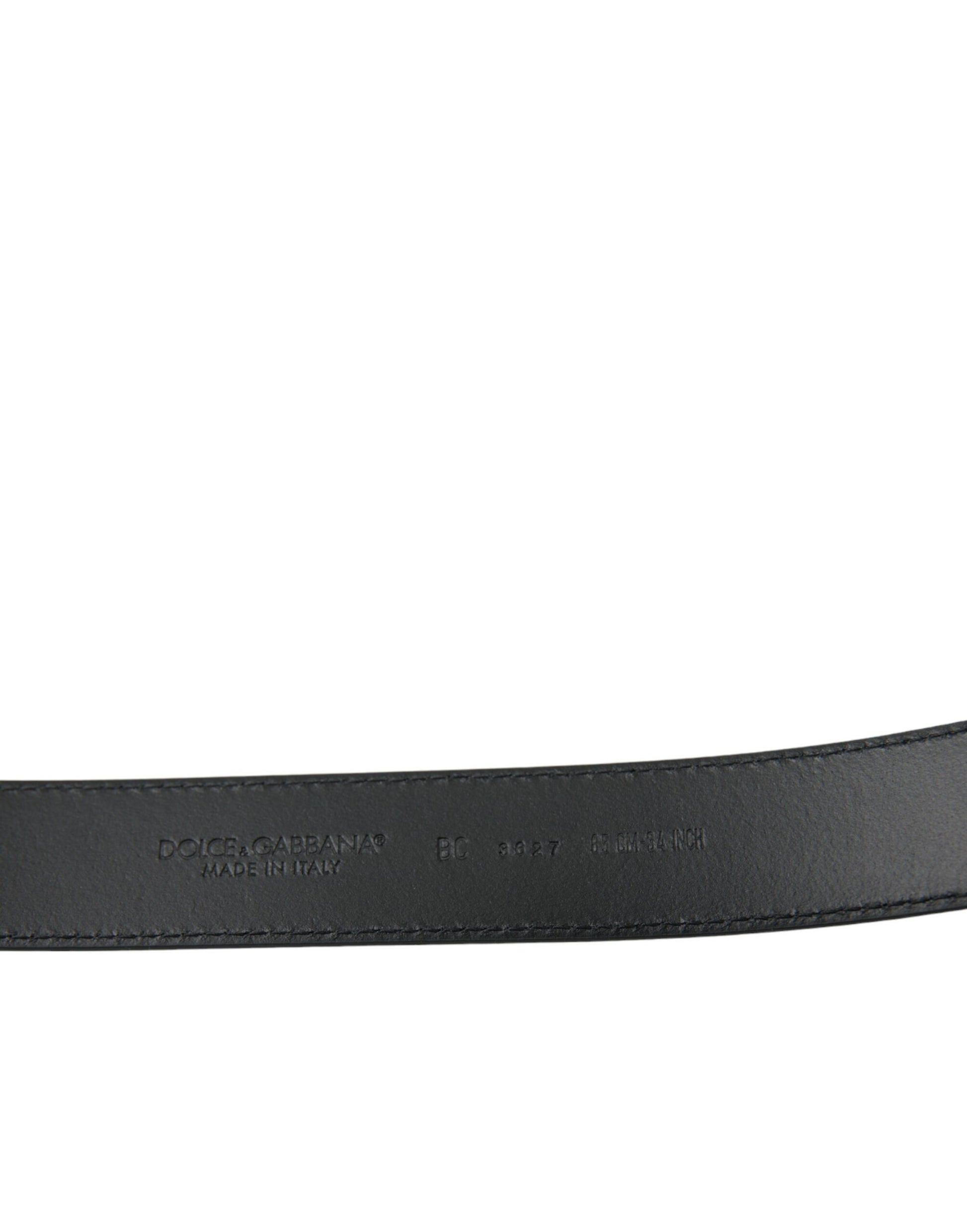 Sleek Black Calf Leather Belt with Metal Buckle