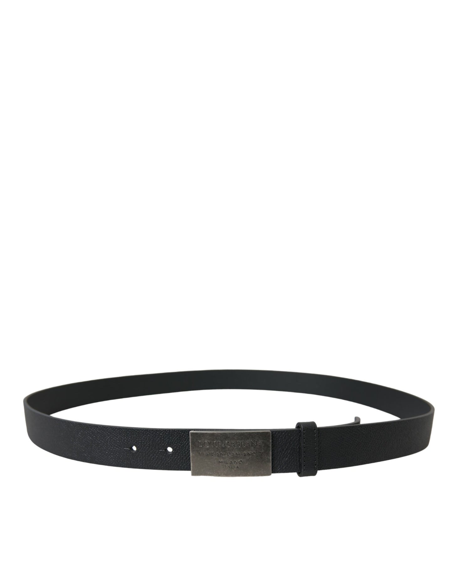 Elegant Black Leather Belt with Metal Buckle