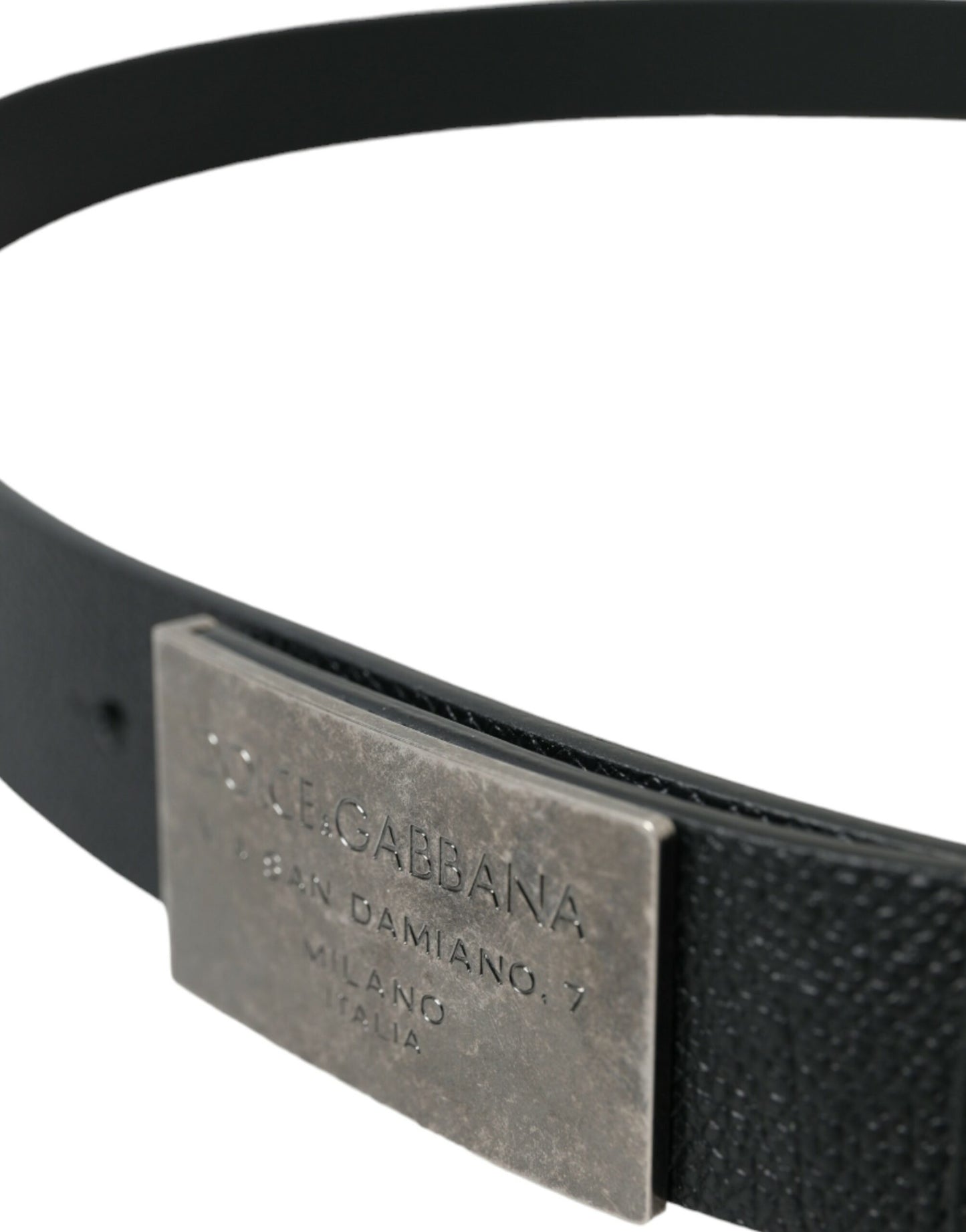 Elegant Black Leather Belt with Metal Buckle