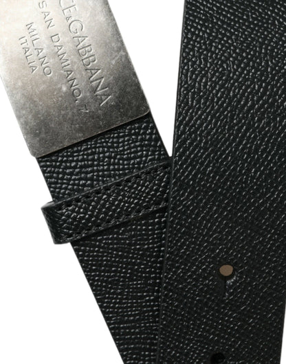 Elegant Black Calfskin Leather Belt