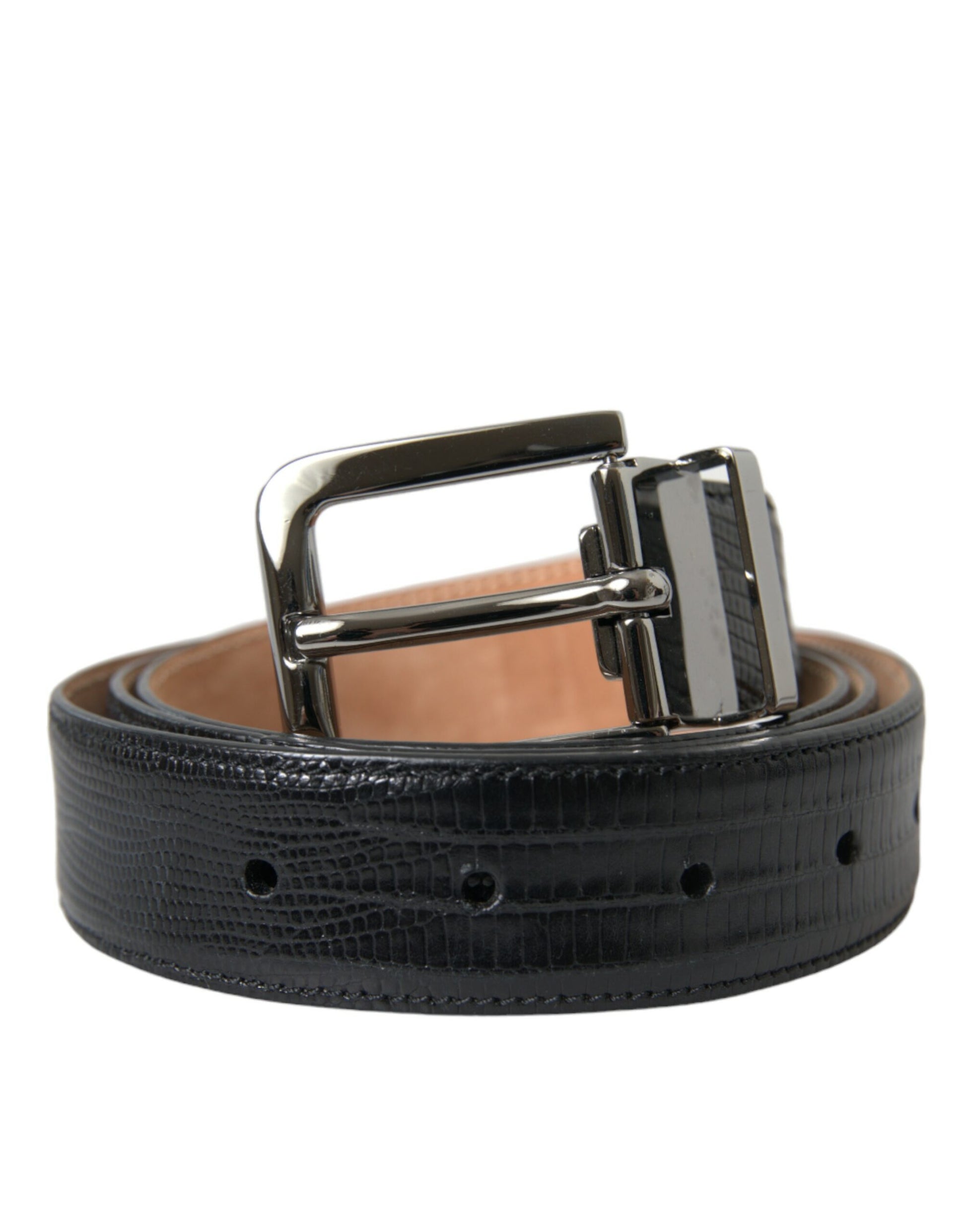 Chic Black Leather Belt with Metal Buckle