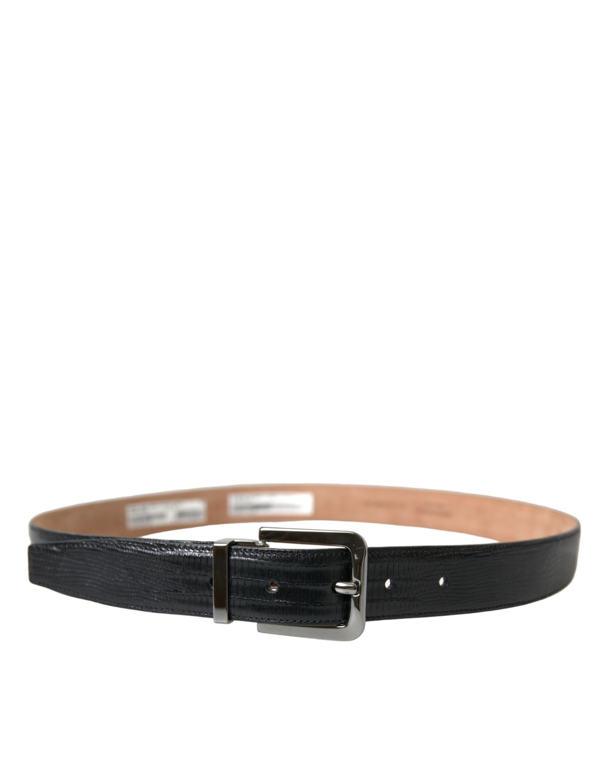 Chic Black Leather Belt with Metal Buckle