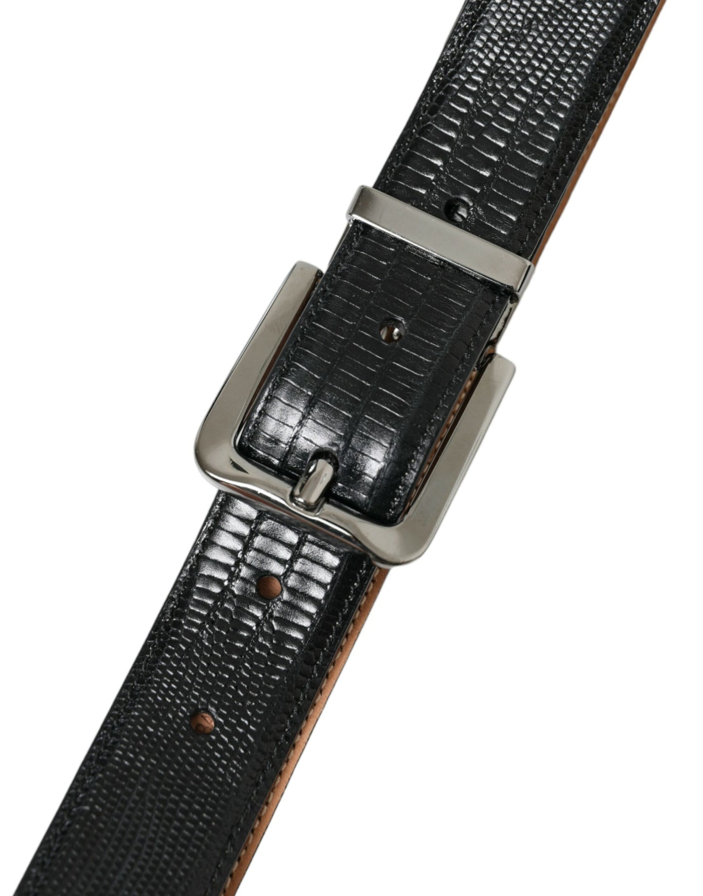 Chic Black Leather Belt with Metal Buckle