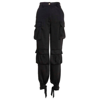 Chic Bow-Adorned Black Trousers