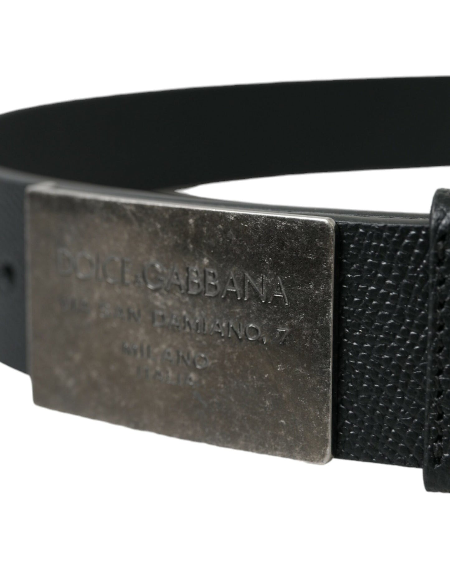 Elegant Black Leather Belt with Metal Buckle