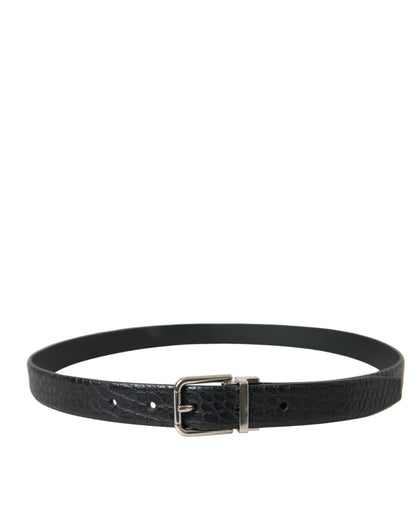 Elegant Alligator Leather Belt in Black