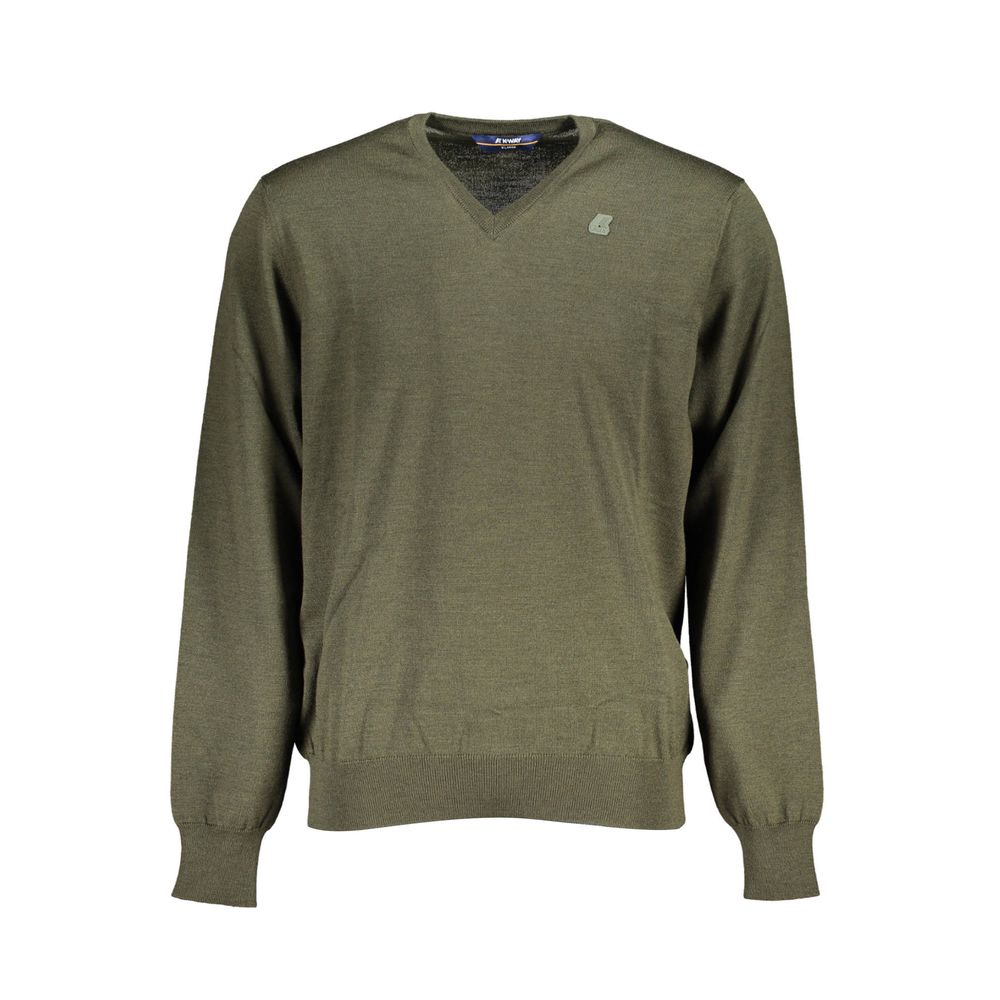 Emerald V-Neck Wool Sweater - Timeless Elegance