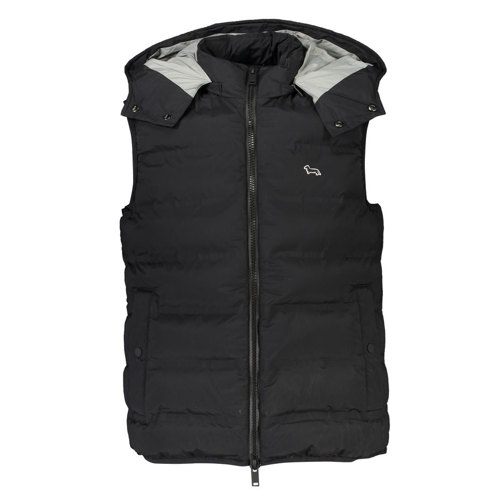 Sleeveless Hooded Black Jacket